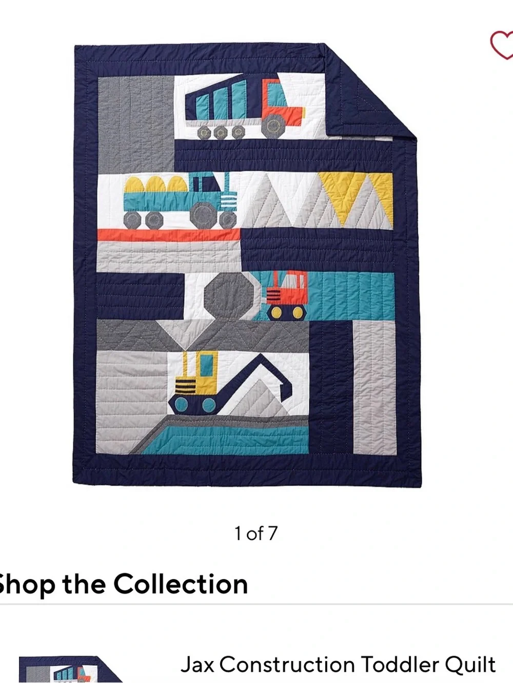 Pottery Barn Kids Jax Construction Quilt, Toddler/Crib